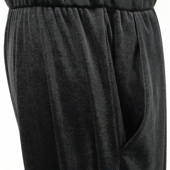 Sanctuary Jumpsuit Womens XL Black Velour Stretch Knit Pockets Strappy New - Picture 13 of 15